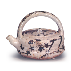 Shino wine pot with flowering grass design