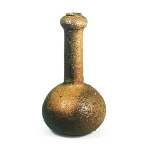 Bizen Flower vase with bulb above cylindrical tall neck