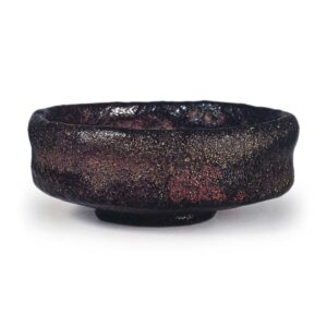 Black Flat Tea Bowl, Inscription: Hokkai, by Soju