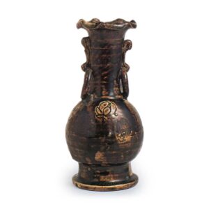 瀬戸铁釉印花花卉花瓶