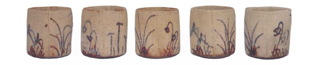 志野草花纹向付