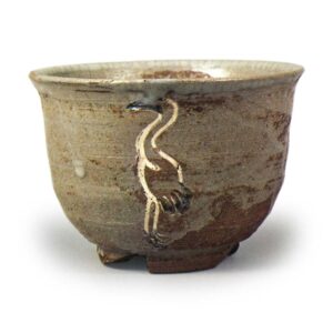 御本立鹤写茶碗