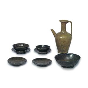 Ryokuyu handled pitcher, bowl and dish