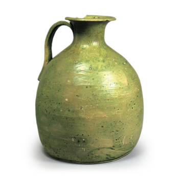 Green glazed jar with handles