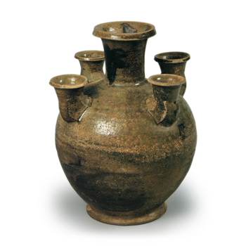 Ash glazed jar with multiple mouths