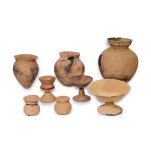 Haji ware: jars and stem bowls.