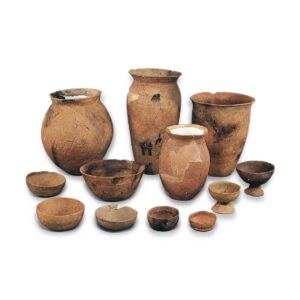 Haji ware: jars, bowls and stem bowls.