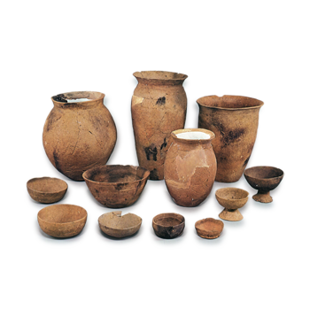 Haji ware: jars, bowls and stem bowls.
