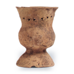 Haji ware: footed jar with perforated holes.