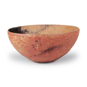 Haji ware: bowl painted in vermilion.
