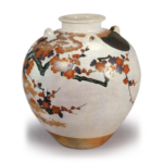 Tea jar with moon and plum blossoms in overglaze enamels