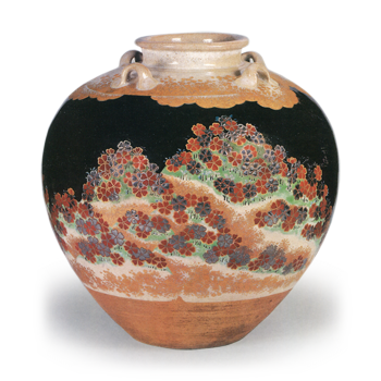 Ninsei: tea jar with Mt. Yoshino design,