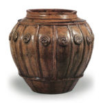 Seto, wide-mouthed jar with ash-wreathed design of Tomoe