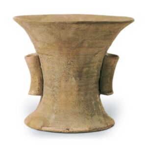 Seto ware: flower vase in the shape of bronze tsun,