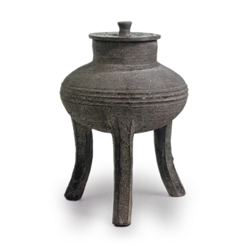 Sue ware: covered tripod jar.