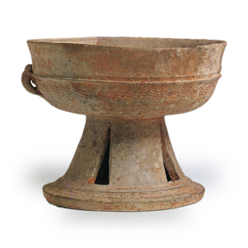 Sue ware: stem bowl with handle.