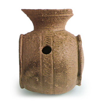 Sue ware, horizontal vase shape, hasō