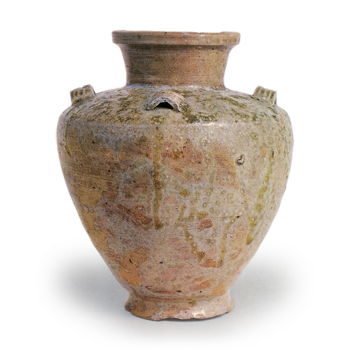 Seto ware: Jar with four ears, ash glaze