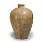 Seto ware: Vase with fish design in ash glaze