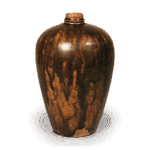 Seto ware: Vase with design of iron ring and plum blossoms