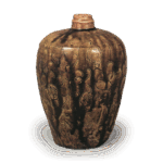 Seto ware: Vase with seal and flower design in iron glaze