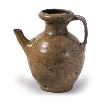 Seto ware: Handled pitcher with ash glaze