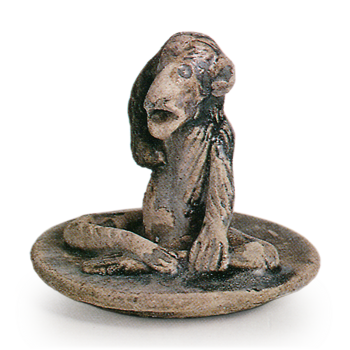 Seto ware: monkey button with ash glaze