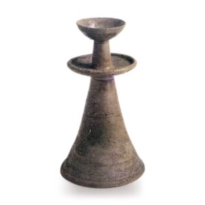 Seto ware: Candlestick with ash glaze