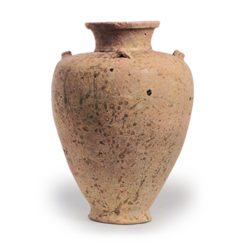 Seto ware: jar with four handles, ash glaze.