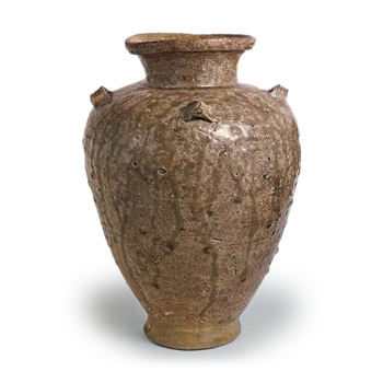 Seto ware: jar with four handles, ash glaze.