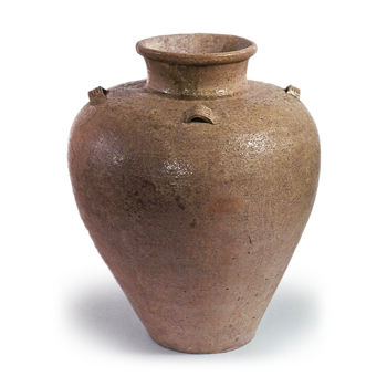 Seto ware: jar with four handles, ash glaze.