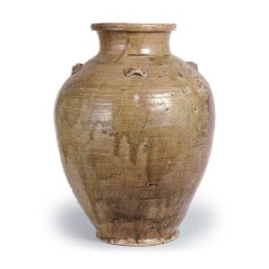 Seto ware: jar with four handles, ash glaze.