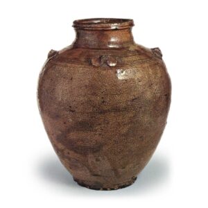 Seto ware: jar with four handles, ash glaze.