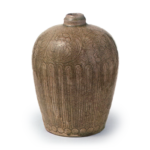 Seto ware: vase with stamped ornament, ash glaze.