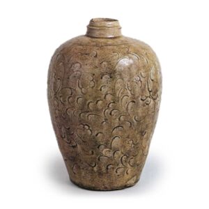 Seto ware: vase with stamped ornament, ash glaze.