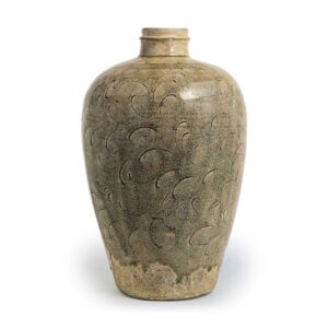 Seto ware: vase with stamped ornament, ash glaze.