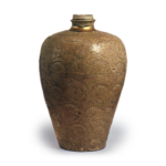 Seto ware: vase with stamped ornament, ash glaze.