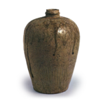 Seto ware: vase with stamped ornament, ash glaze.