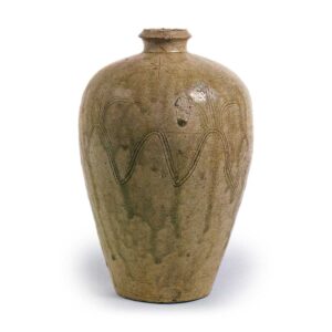 Seto ware: vase with comb-mark ornament, ash galze.