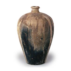 Seto ware: vase with stamped ornament, iron glaze.