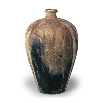 Seto ware: vase with stamped ornament, iron glaze.