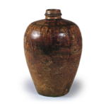 Seto ware: vase with stamped ornament, iron glaze.