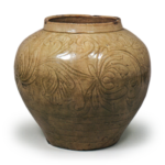 Seto ware: wide-mouth jar with incised ornament,