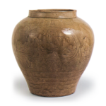 Seto ware: wide-mouth jar with incised ornament,