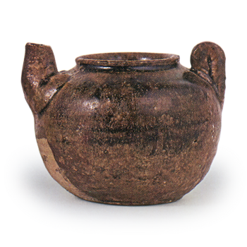 Seto ware: ewer with handle, iron glaze.