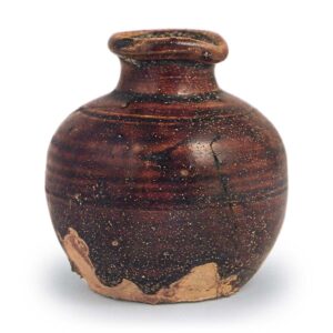 Seto ware: small beaked jar, iron glaze.