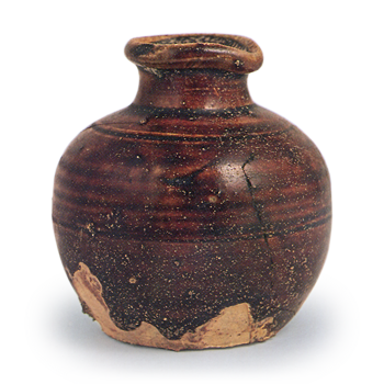 Seto ware: small beaked jar, iron glaze.
