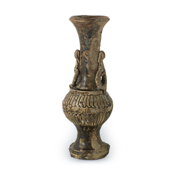 Seto ware: flower vase with stamped ornament, iron glaze.