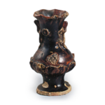 Seto ware: flower vase with applied ornament, iron glaze.