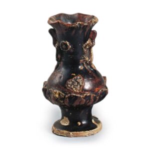 Seto ware: flower vase with applied ornament, iron glaze.